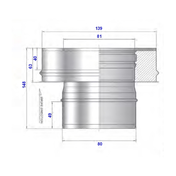 Adaptateur inox simple - double paroi -pellets